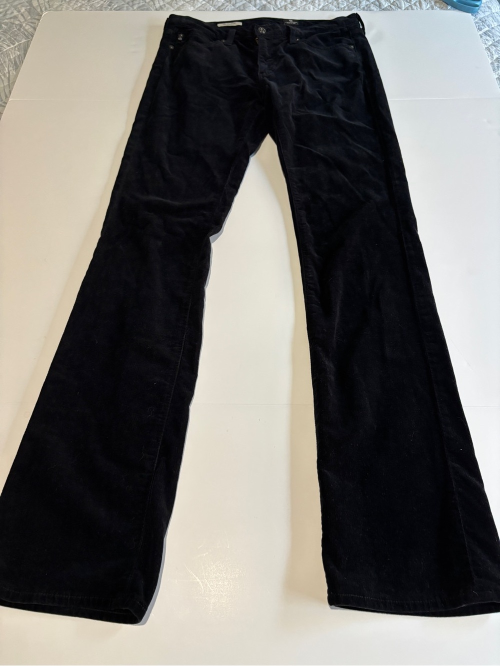 AG Adriano Goldschmied The Ballad Slim Boot Cut Black Corduroy Pants - Size 29